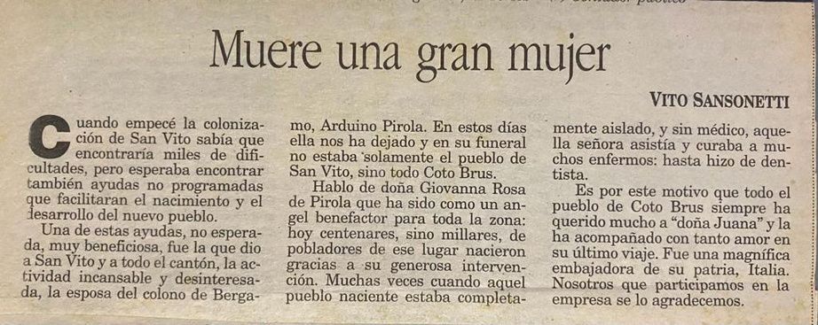 Muore Juana Pirola San Vito Muore Juana Pirola San Vito