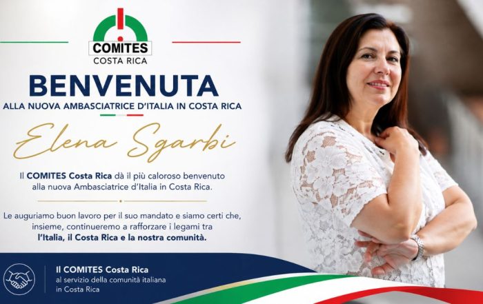 S.E. Elena Sgarbi, nuova Ambasciatrice d'Italia in Costa Rica, accolta dal COMITES Costa Rica con un messaggio di benvenuto istituzionale.