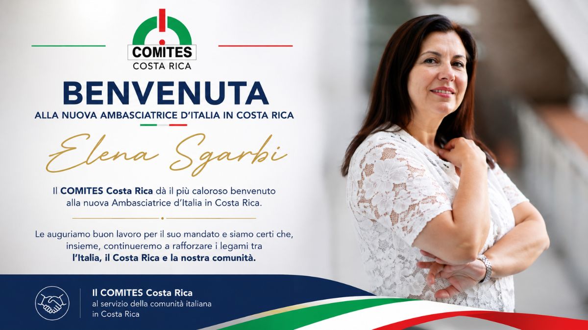 S.E. Elena Sgarbi, nuova Ambasciatrice d'Italia in Costa Rica, accolta dal COMITES Costa Rica con un messaggio di benvenuto istituzionale.